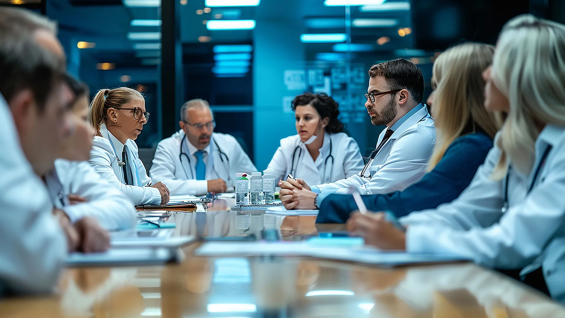 TOTO2 0000s 0001 medical staff conducting morning briefing boardroom meeting